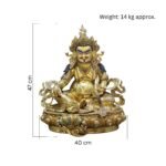 Dzambhala (Jambhala) statue—24K gold-plated copper, gold-powder painted face; 47×40 cm, ~14 kg; gemstone inlay with mongoose & wealth fruit.