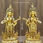 Dimensions guide image showing the 35 cm height and 17 cm width measurements for the GW01 Mandarava and Yeshe Tsogyal statues.