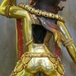 Close-up of the back opening on the Vajrayogini statue for traditional mantra and relic consecration.