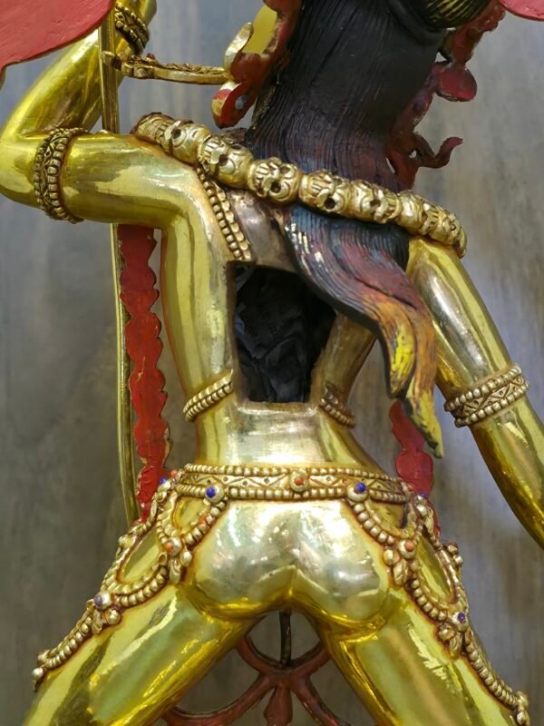 Close-up of the back opening on the Vajrayogini statue for traditional mantra and relic consecration.
