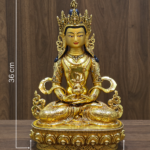 Amitayus (Aparimita) Buddha statue with measurements showing 36 cm height, 24 cm width and a weight of 4.660 kg excluding packaging.