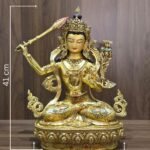 Manjushri statue with measurements: 41 cm height, 31 cm width and 18 cm depth; weight 7.350 kg excluding packaging.